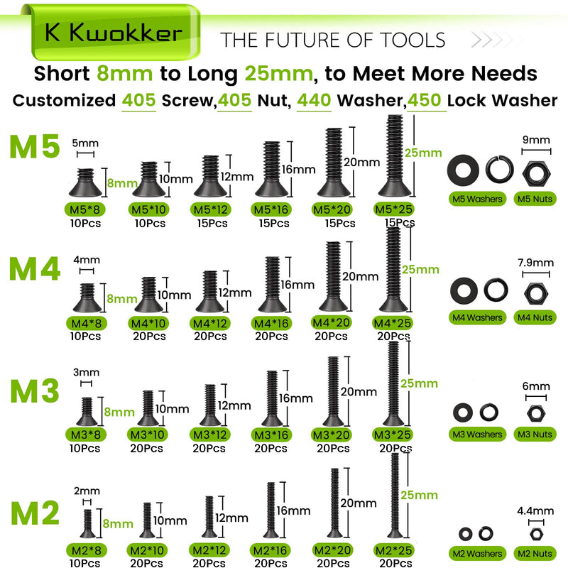 [Australia - AusPower] - M2 M3 M4 M5 Hex Socket Screws Set and M2 M3 M4 M5 Hex Flat Bolt Kit 