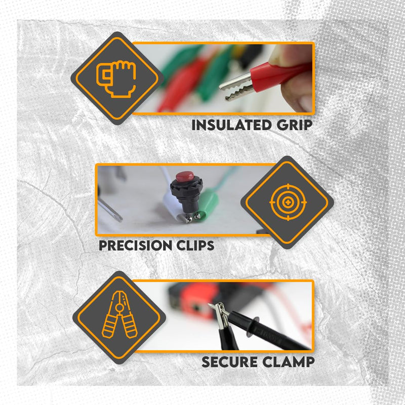 [Australia - AusPower] - SE 10-Piece Test Lead Set with Alligator Clips – 22" 28-Gauge Copper Wire, Vinyl-Covered Clips – TL10 
