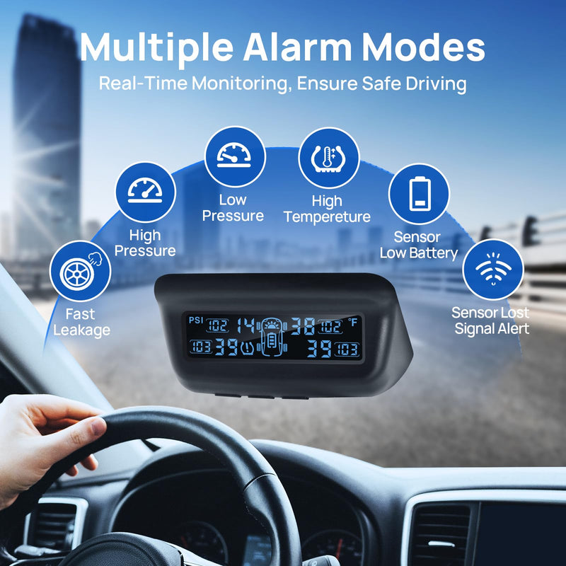 [Australia - AusPower] - Masoll Tire Pressure Monitoring System, RV/Trailler TPMS with Solar Charging & Auto Calibration, M13 LCD Display tpms 4 sensors (0-87PSI) 