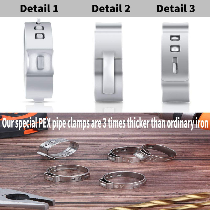 [Australia - AusPower] - 100PCS 3/4 Inch PEX Cinch Clamps Rings, 304 Stainless Steel PEX Fitting Clamps Pinch Clamps Ring Pex Crimp Rings for PEX Tubing Pipe Fitting Connections (Silver -3/4inch(100PCS)) Silver -3/4inch(100PCS) 