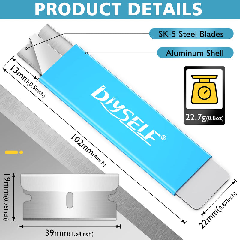 [Australia - AusPower] - DIYSELF Box Cutters, 12 Pack Box Cutter Retractable, Box Cutters Knife with Single Edge Razor Blade, Utility Knife All Metal Shell, Letter Opener for Packages, Boxes, and Paper 12-Pack Blue 