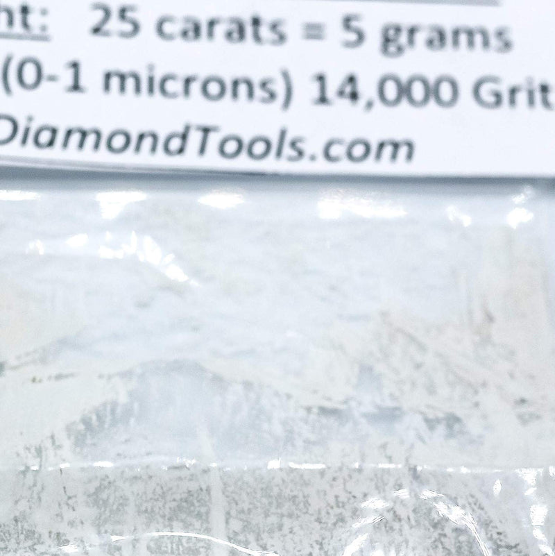 [Australia - AusPower] - TechDiamondTools Diamond Powder for Polishing Glass Quartz Marble Rock Jewelry Stone Windshield Travertine Gemstone 14,000 Grit - 0-1 Microns - 25 Carats = 5 Grams USA Made 14,000 grit/0-1 micron 25 carats-5 gram 