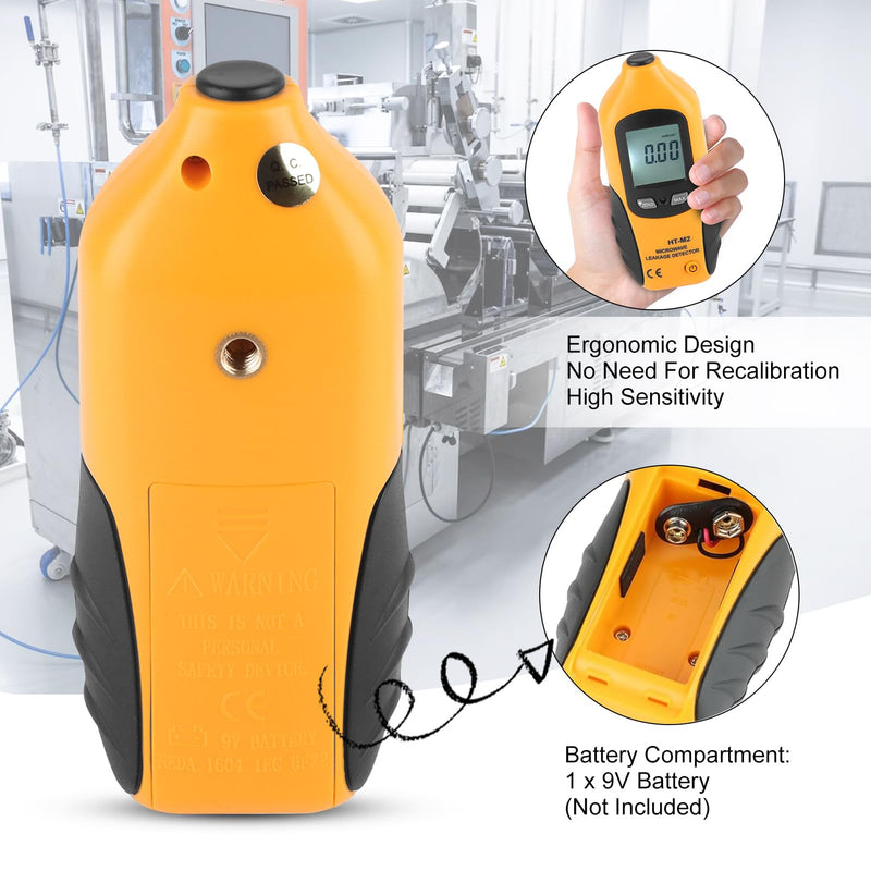Microwave Detector, Digital LCD Display Microwave Leak Detector, Built in Alarm Function, HT-M2 EMF Meter for Home Microwave Oven Testing （Battery Not Included