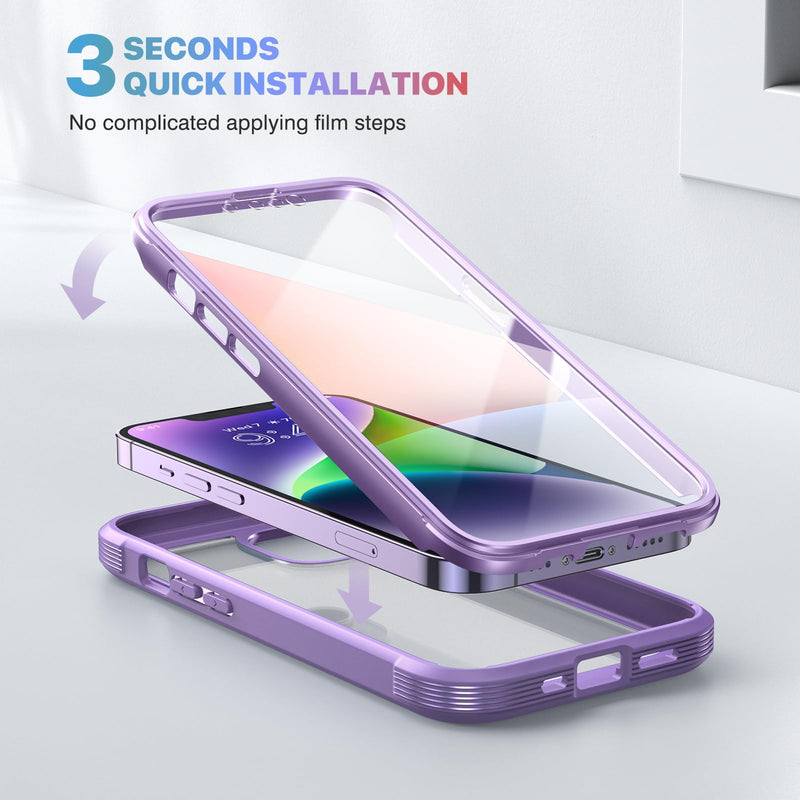 [Australia - AusPower] - Diaclara Designed for iPhone 14 Case, Full Body Rugged Case with Built-in Touch Sensitive Anti-Scratch Screen Protector, with Camera Lens Protector for iPhone 14 6.1" (Peri Purple) iPhone 14 6.1'' Peri Purple 
