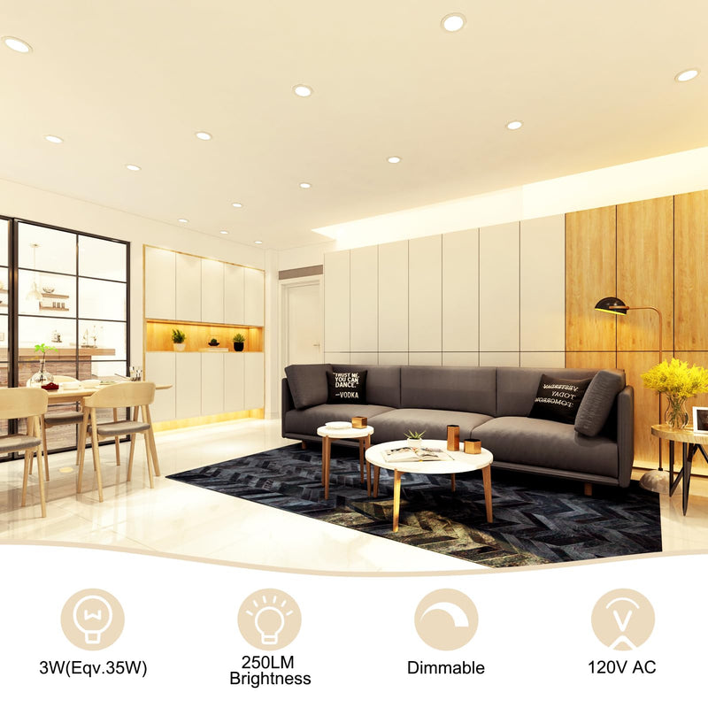 2 Inch LED Recessed Lighting, Dimmable Downlight 3W(35W Halogen Equivalent), CRI80, 3000K Warm White LED Ceiling Light with LED Driver(4 Pack) 3000k (Warm White) 4 Pack (White)
