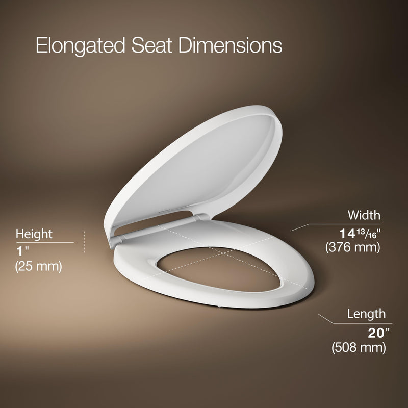 KOHLER K-28004-0 Drift ReadyLatch Quiet Close Elongated Toilet Seat, White, Grip-Tight Installation, Slam Prevention