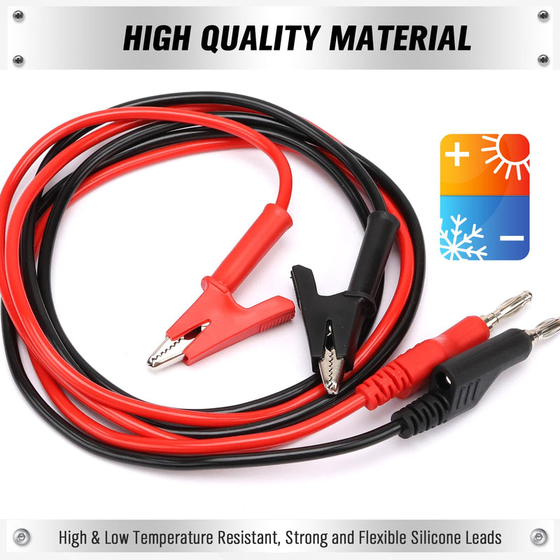 [Australia - AusPower] - SWANLAKE 2-Piece Banana Plug to Alligator Clip Test Leads, 1000V 15A 3.5ft/1M Multimeter Electrical Alligator Clips, Flexible Copper Cable Banana Plug, Electrical Wires with Gator Clips 