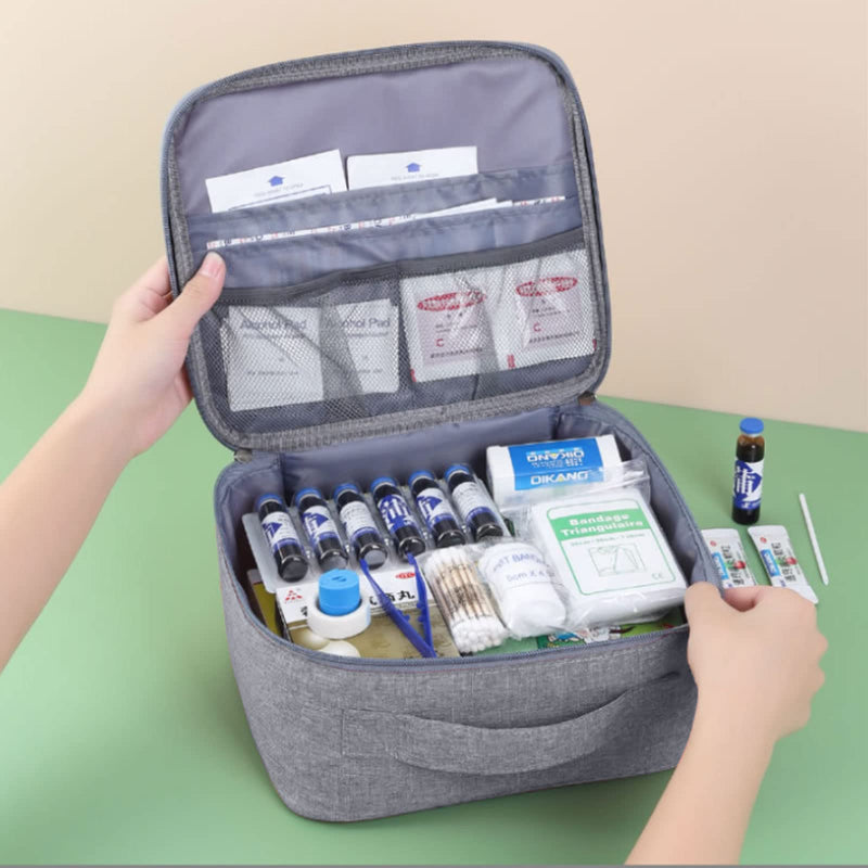 Medicine Bag Pack of 2, Large Capacity Emergency Bag, Home Travel (A) | Pack of 2 medicine bag, medicine bag, empty first aid bag, waterproof medicine storage bag for home Gray