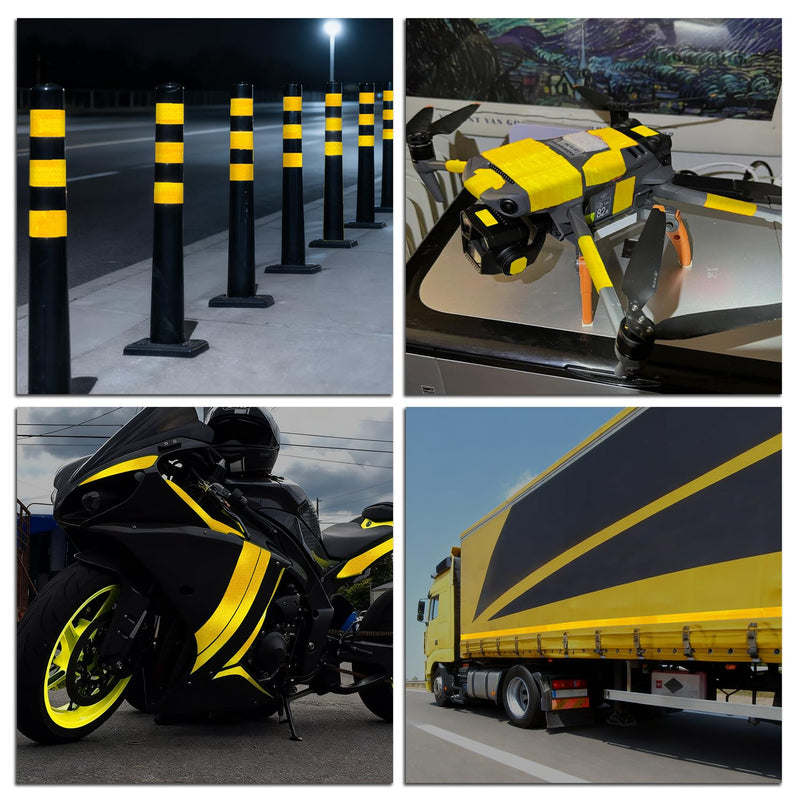SWRT Reflective Tape 2 Inch x 30 Feet DOT-C2 Shining Star Fade Resistant Yellow Reflective Tape Outdoor Waterproof Strong Adhesive Safety Warning Tape Reflector Conspicuity Tape for Trailer Truck Bike 2IN x 30FT