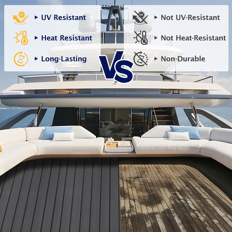 EVA Foam Boat Flooring 96"x16.8", 48"x16.8" Self-Adhesive Sea Deck Flooring, Non-Slip Traction Marine Decking Sheet Mat for Pontoon, Jon Boat, Kayak, Surfboard & Rubber Boat,Camo/Brown/Gray Dark Gray 48''x16.8''-5.6sqft
