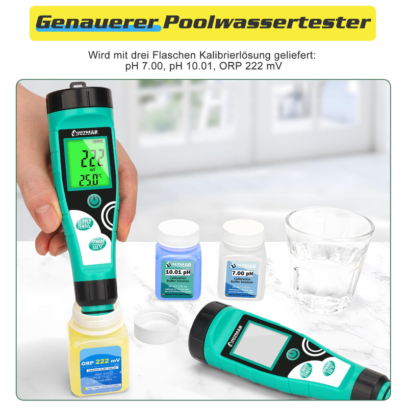 [Australia - AusPower] - UIUZMAR Pool Chlorine and pH Meter, Digital Salt Content and ORP Meter, 7 in 1 Water Tester Measures PH, Free Chlorine, Salt, ORP, EC, TDS and Temperature for Aquariums, Hydroponics and Hot Tubs 7 in 1 pH chlorine meter 