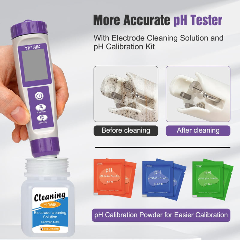 [Australia - AusPower] - YINMIK 6 in 1 pH Meter with pH Storage Solution 