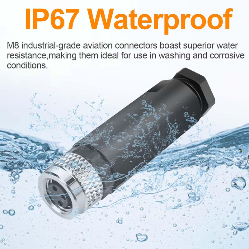 [Australia - AusPower] - 10 Pcs M8 3-Pin Aviation Connector Female, Industrial A Coding Field Assembly Plug 8mm IP67 Waterproof for Circular Socket Panel Sensor 3 Pins M8 Straight Female 