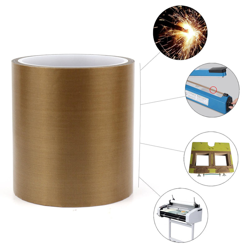 BOMEI PACK Teflone Tape PTFE Glass Cloth Coated, (4-inch x 33 Feet x 0.18mm) High Temperature Fiberglass Adhesive Tape for Vacuum Sealer Machine 4-inch x 33 Feet