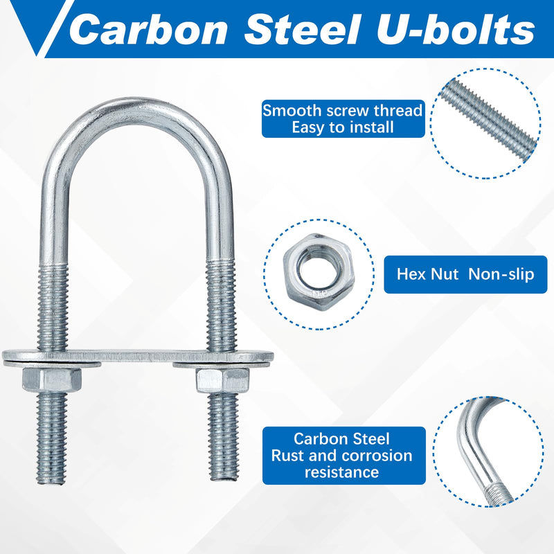 [Australia - AusPower] - Therwen 16 Sets Round U Bolts Zinc Plated Steel Round Bend U Clamp with Nut Plate Washer (M6 x 25 mm X 70 mm) M6 x 25 mm x 70 mm 