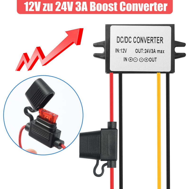 DC Converter 12V to 24V 3A 72W Step Up Boost Converter 10-22V to 24V 3A Voltage Converter Power Converter 2S Voltage Stabilizer Voltage Converter Voltage Limiter Voltage Regulator 10V-22V to 24V 72W 3A