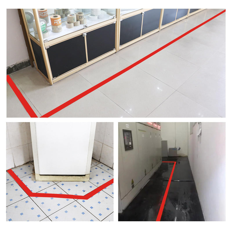 BOMEI PACK Floor Marking Tape 4 Inch x 108FT Red Warning Safety Stripe Tape for Walls, Floors, Pipes, Warterproof Caution Tape Ideal for Marking Hazardous Areas, Equipment