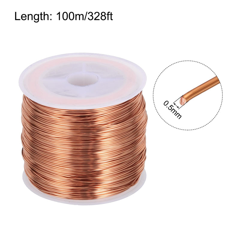 MECCANIXITY 0.5mm Magnet Wire 328ft Enameled Copper Wire Enameled Magnet Winding Wire Coil 200g 155C for Transformers Inductors