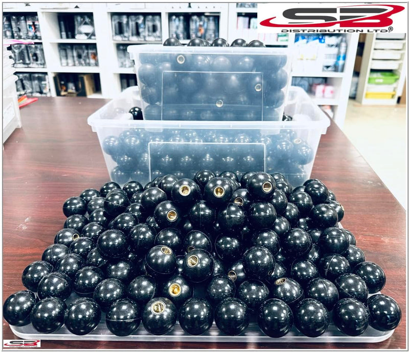 [Australia - AusPower] - SBDs Black Phenolic ABS Plastic Ball Knob Female | 3/8"- 16 Thread Pitch 15/16" depth 1-3/8" Diameter, 1-1/2" Height w/Brass coated metal Insert Heavy Duty 1.02 Oz 