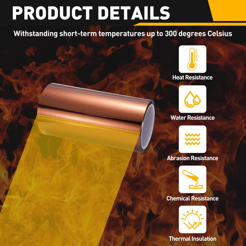 uxcell Heat Tape, 200mm x 33m (108ft) Polyimide Heat Transfer Sublimation Tape No Residue High-Temperature Resistant Tapes for Heat Press Soldering Circuit Board, Brown 200mm x 33m (108ft) 1