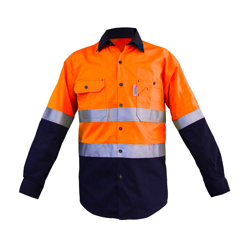 LANTERN FISH High Visibility Shirts with Reflective Tape Class 3 Construction Safety Work Shirts for Men Women XX-Large Orange/Navy