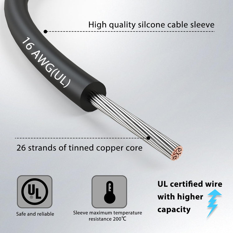 [Australia - AusPower] - 16 Gauge 2pcs/3.3Ft 4MM Banana Plug to Test Hook Clips UL3135, Heavy Duty Silicone Test Leads Set Jumper Wires Kit for Testing - EDGELEC 3.3 Ft(1m) 