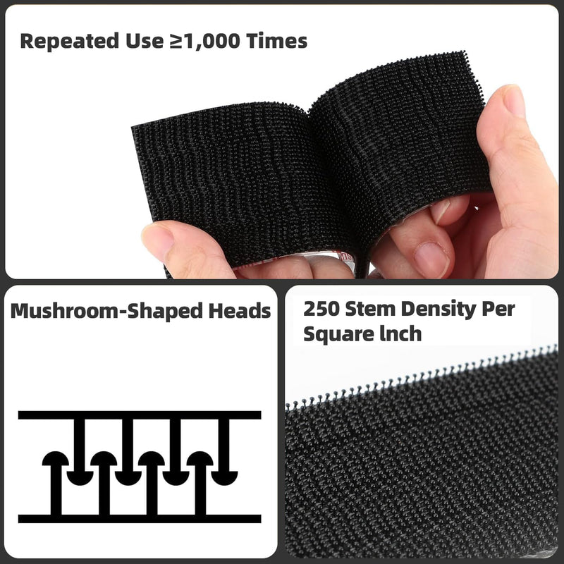 3M Dual Lock SJ3550 Reclosable Fastener 2''×6Ft, Black Heavy Duty Mounting Tape Strong Adhesive with Interlocking Mushroom-Shaped Heads for Indoor and Outdoor Use 1 Pack