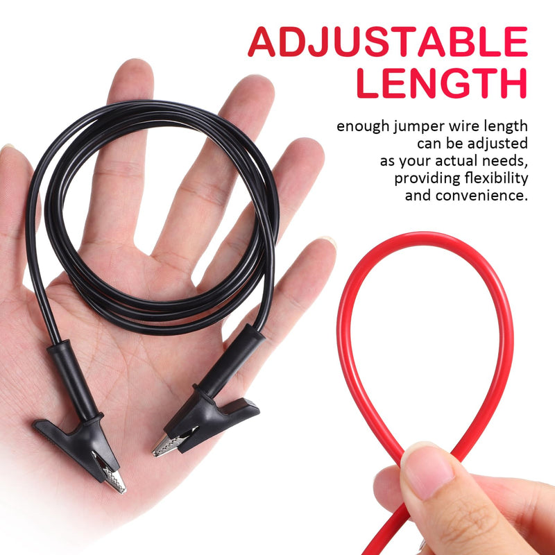 [Australia - AusPower] - OUNONA 8Pcs Alligator Clips Test Leads Dual Ended Wire Cable Jumper Wires with Alligator Clips Alligator Clips with Wires for Multimeter Testing Electrical Testing 42ft/1m 