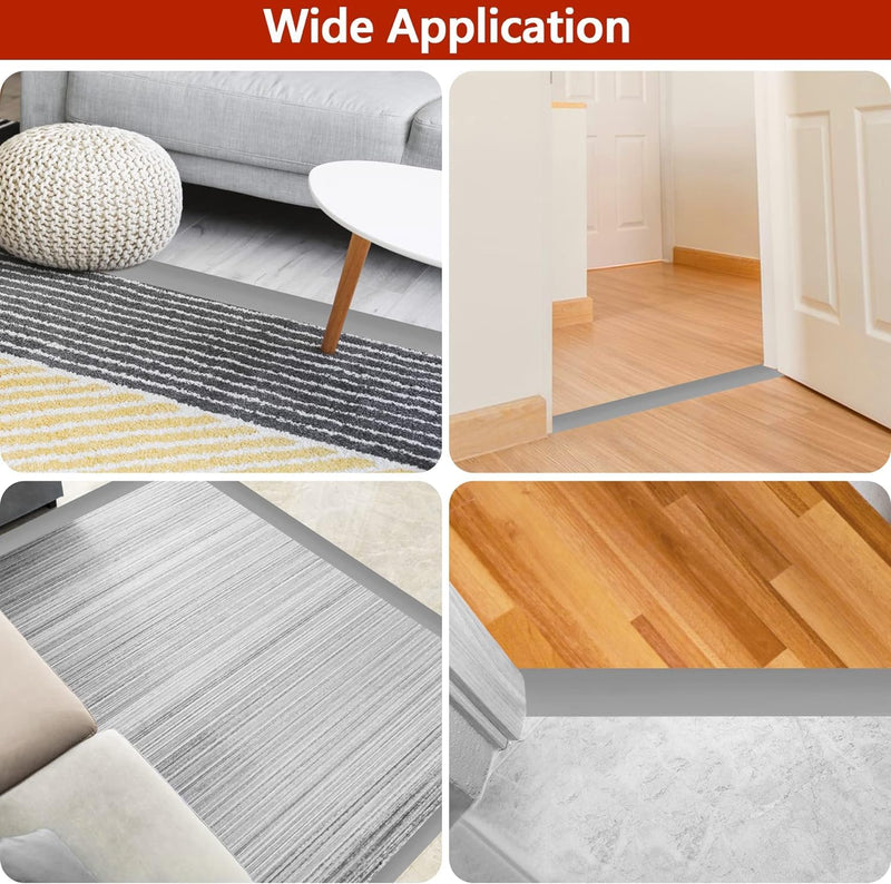 ToLanbbt 3.3Ft Floor Transition Strip Self Adhesive Carpet to Tile Edging Trim PVC Threshold Strips, Peel and Stick Floor Joining Trim Suitable for Threshold Height Less Than 5mm (Gray) 3.3 Feet (5mm) Gray