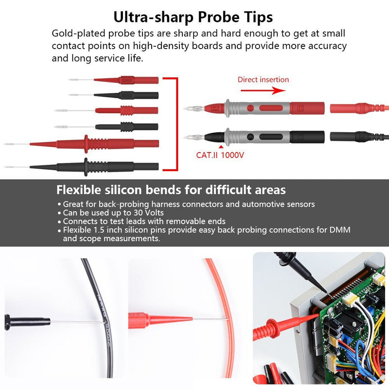 [Australia - AusPower] - Whole Set Multimeter Test Lead Kits Set Essential Automotive Electronic Connectors Cables Hand Tool Battery Tester & Auto Diagnostic Tools 
