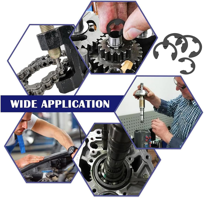 [Australia - AusPower] - M7 Carbon Steel External Circlips E-Clip Retaining Shaft Snap Rings, 7mm Fastener External Retaining Ring E-Clip Circlip, Black, 300PCS M7 
