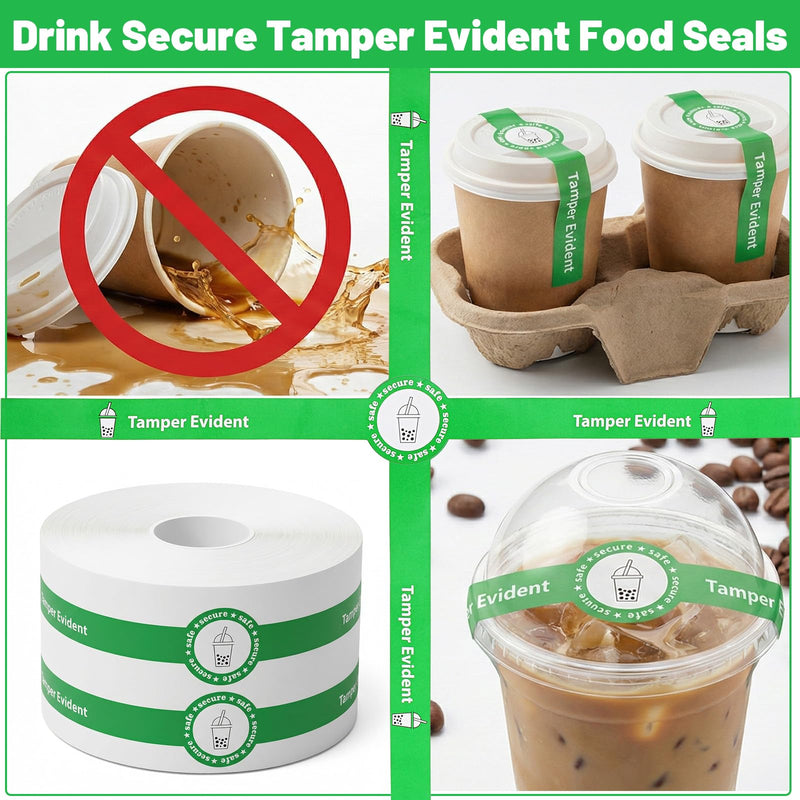 1000 Pcs Tamper Proof Stickers for Drink Lids, 1x9 Inch Stickers for Cups, Tamper Evident Cup Stickers Seal, Tamper Tape for Food Delivery Coffee Milk Tea Ice Cream Safety Labels