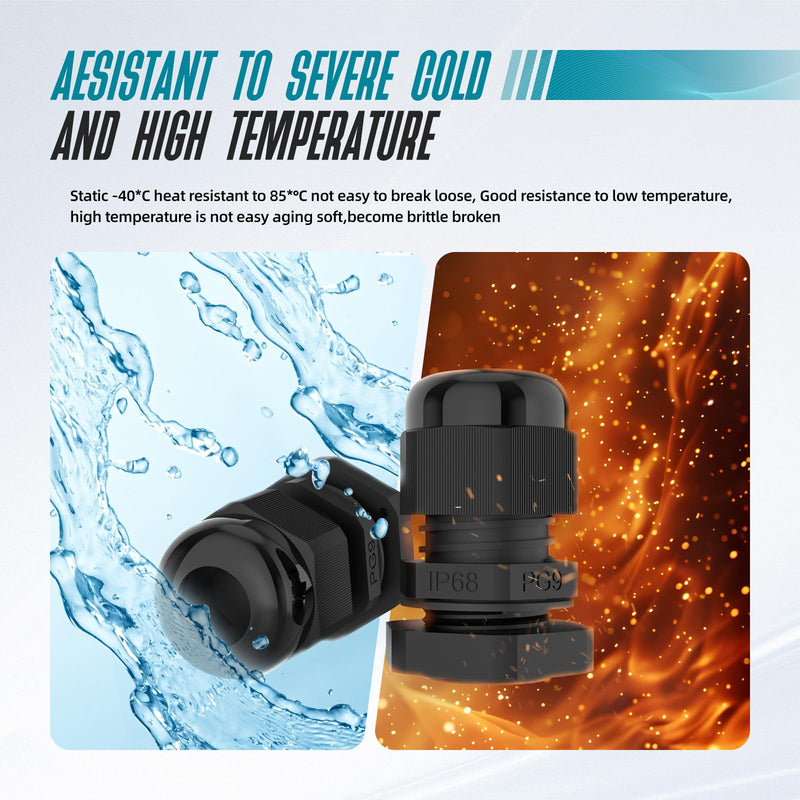 [Australia - AusPower] - Cable Gland, Hilictokt 72PCS Waterproof Cable Glands Kit PG7 NPT 1/4" 1/2" 3/4" 1" Weatherproof Strain Relief Cord Connectors PG7/9/13.5/21/29 