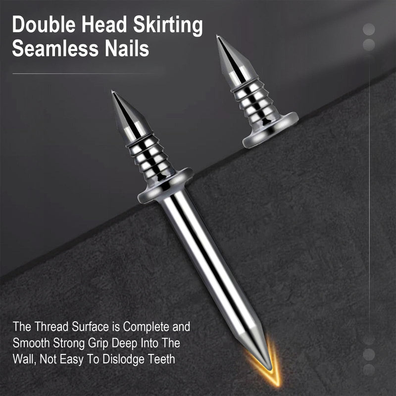 [Australia - AusPower] - 120Pcs Double-Head Skirting Thread Seamless Nail, Skirting Line without Marks Nail,Invisible Security Screws,Equipped with Nail Specific Sleeve Tool,Solid Wood Baseboard Double-Headed Nails. 120 