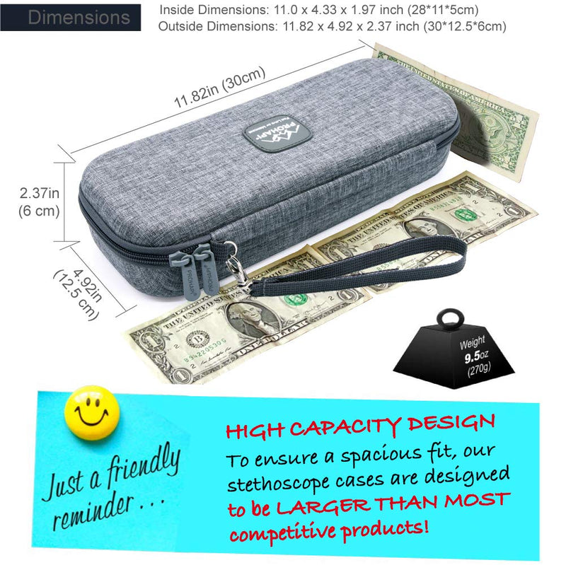 [Australia - AusPower] - Hard Stethoscope Case, Large Stethoscope Carrying Case with ID Slot, Compatible with 3M Littmann/ADC/Omron/MDF Stethoscope Includes Mesh Pocket for Nurse Accessories (Volcanic Grey) Volcanic Grey 