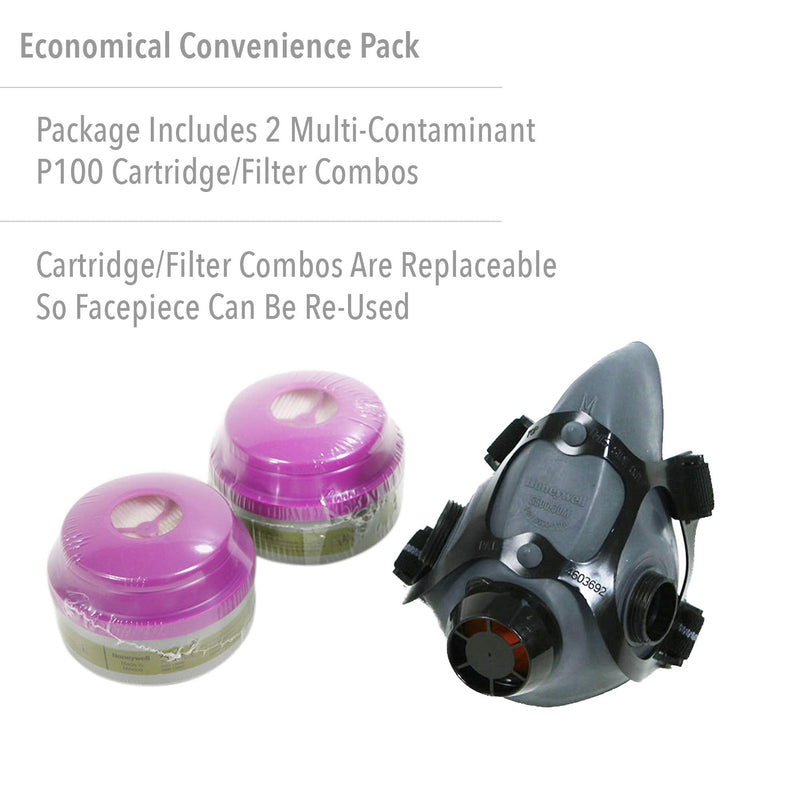 Honeywell Safety Products Multi-Purpose Reusable Half Mask MC/P100 Respirator Convenience Pack, Medium (RWS-54031)