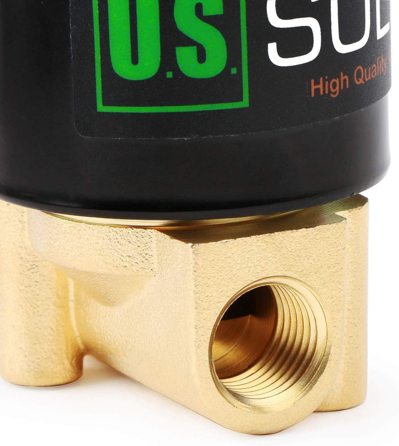U.S. Solid 1/4" Brass Electric Solenoid Valve 110VAC Normally Closed VITON 0.25 Inch