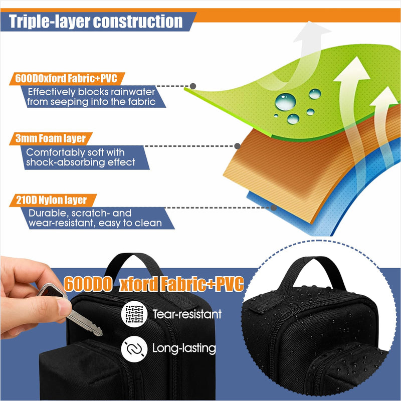 [Australia - AusPower] - Portable Device Carrying Case Travel Organizer, Multi-Purpose Storage Bag with Adjustable Divider, Water-Resistant 600D Fabric, Compatible with Nebulizer Accessories, 7" x 4" x 12" 