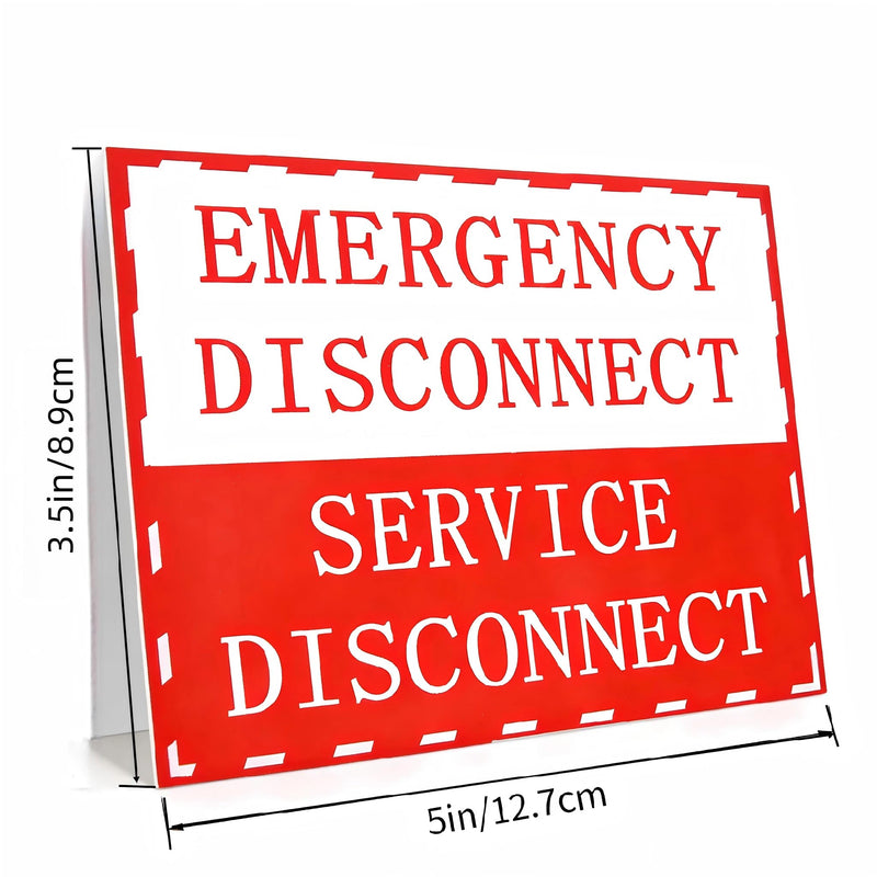 NICEXIYAZI-NEC Compliant Emergency Disconnect Stickers, 5 x 3.5 Inch Warning Labels, Service Disconnect Danger Notice Signs for Indoor & Outdoor Electrical Use