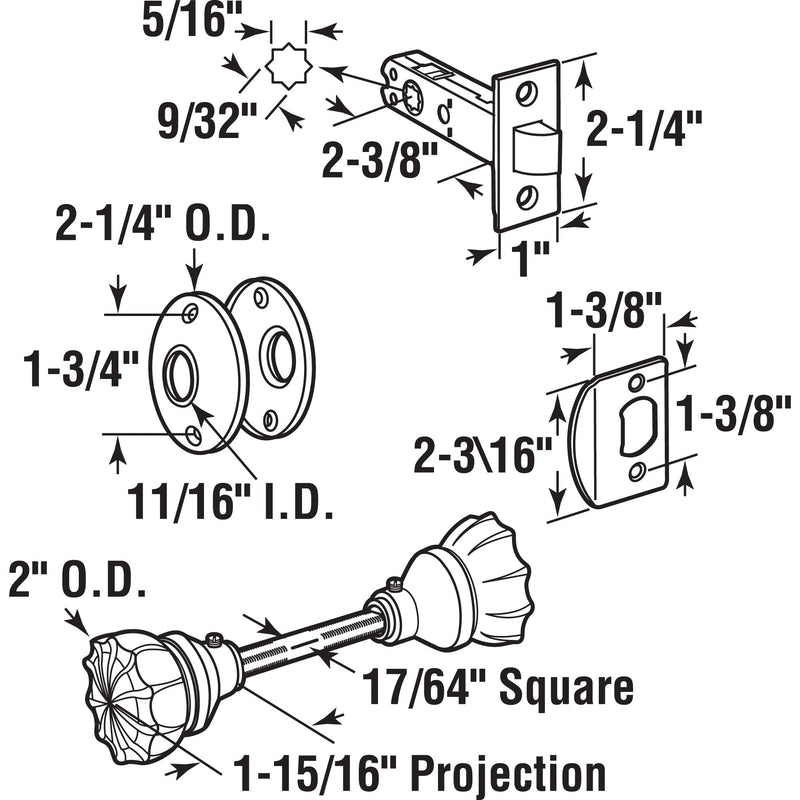 Prime-Line E 28325 Passage Door Latch Set, Glass Knob, Satin Nickel | Vintage, Latch Bolt, Single Pack