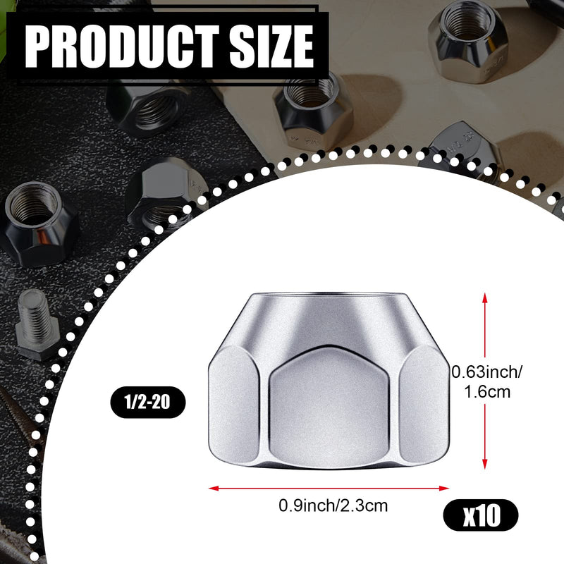 [Australia - AusPower] - Frienda 1/2-20 Inch Trailer Lug Nuts 509 Tire Wheel Lugs Tire Acorn Silver Open End Finish Nuts for Trailers Wheel(10 Pieces) 10 