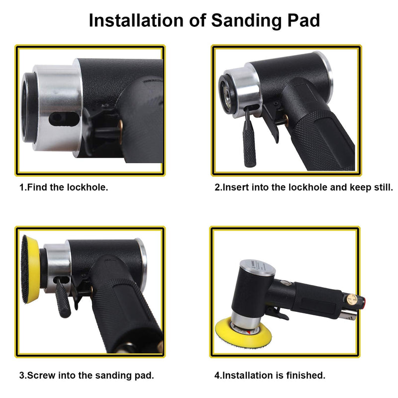 2" and 3" Random Orbital Air Mini Sander - 15,000 RPM Pneumatic Angle Sander, Dual Action Polisher