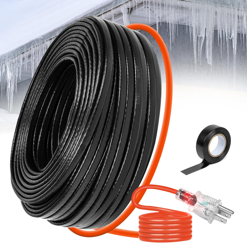 29.5FT(3FT~200FT) Heat Tape for Water Pipes, -40°F Deicing Heating Cable, Freeze Protected Water Pipe Heating Cable, Heated Water Hose, Plumbing Fixtures, 120V 5W/ft Plumbing Fixtures 29.5FT Black
