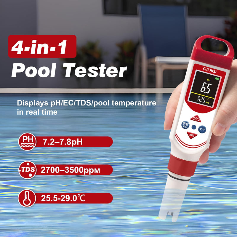 pH EC Meter for Hydroponic, Digital pH TDS EC ppm Tester with Color Screen Display, High Accuracy pH Pen Probe for Drinking Water, Nutrient Solution, Aquariums, Pools & Home Use
