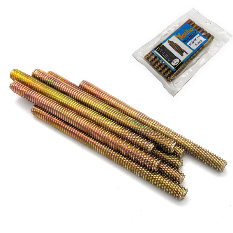 [Australia - AusPower] - 8pcs Color Zinc Fully All Threaded Rod Carbon Steel Long Thread Screw 5/16x4" for Furniture Garden Railing Mounting Assembly Fastening Steel Frame Connection Full Thread Rod for Furniture Color-Zinc 5/16x4 Inch-8P 