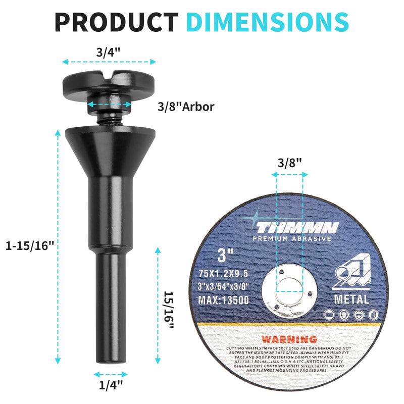 [Australia - AusPower] - Cut-Off Wheel Mounting Mandrel for Type 1 Cutting Wheels 3/8" & 1/4" Arbor 1/4" Shank Stem 2 Pack 2.0 
