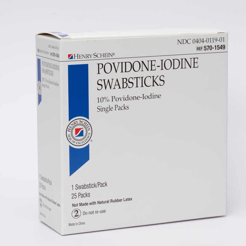 [Australia - AusPower] - Prep Povidone-Iodine Swabsticks 1's- Individually Packed, Sterile, Antiseptic for Skin Preparation, 10% Povidone-Iodine- 25/BX 