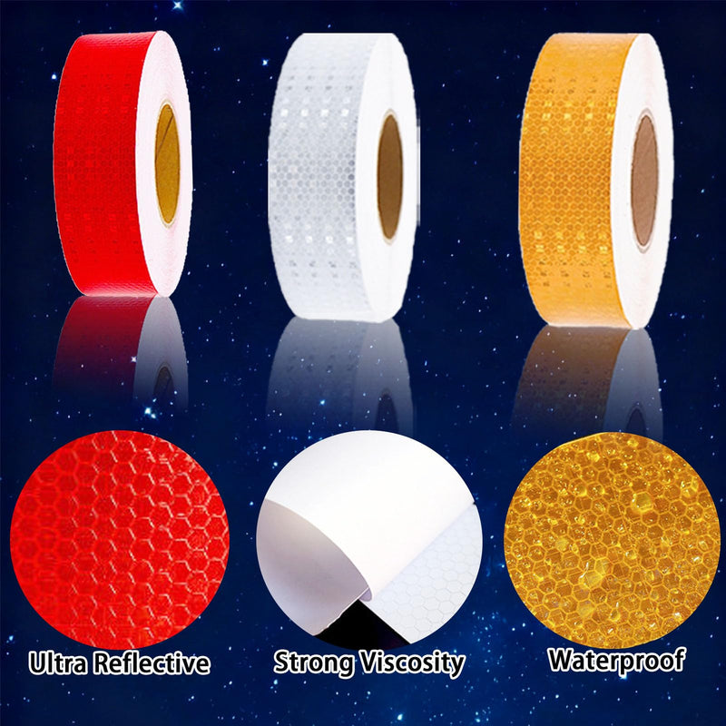 8 Rolls of 8 Colors High-Visibility Reflective Tape Safety Reflective Stickers - Waterproof Self-Adhesive Safety Stickers for Outdoor Nighttime Visibility, Trailers, Clothing, Vehicles (1 in x 80 ft.)