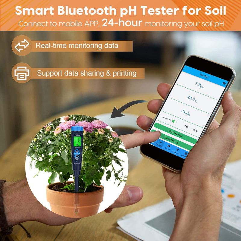 [Australia - AusPower] - YINMIK Soil pH Meter with 16.9Fl oz 4.00 & 7.00 pH Calibartion Solution Kits 