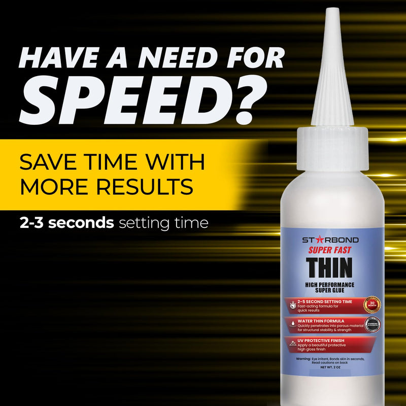 [Australia - AusPower] - Starbond 2 oz. Super Fast Thin CA Glue (Premium Cyanoacrylate Super Glue) for Woodworking, Woodturning, Hobby Models, CA Finish, Inlays 2 ounce 